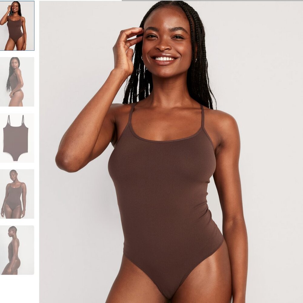Old Navy seamless cami bodysuit with adjustable shoulder straps, brown